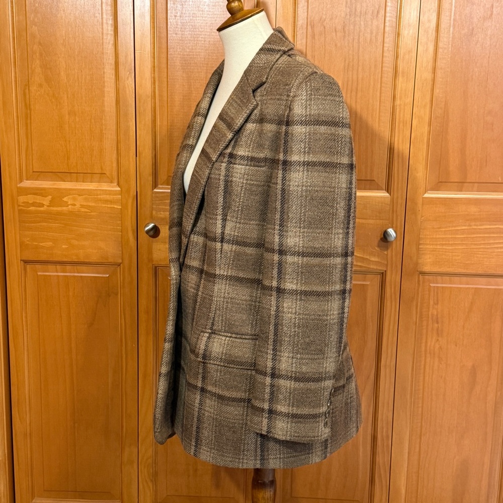 Lauren Ralph Lauren Brown Plaid Wool Blazer Jacket - Picture 3 of 10